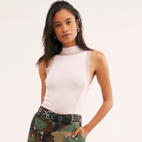 NEW Free People Dale Lace Cutout Mock Neck Tank - Picture 4 of 10